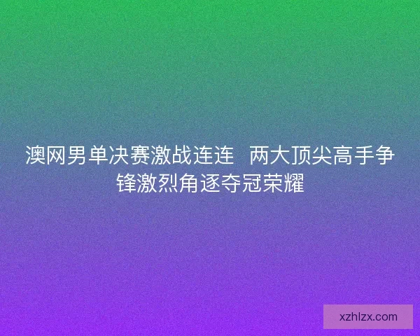 澳网男单决赛激战连连  两大顶尖高手争锋激烈角逐夺冠荣耀